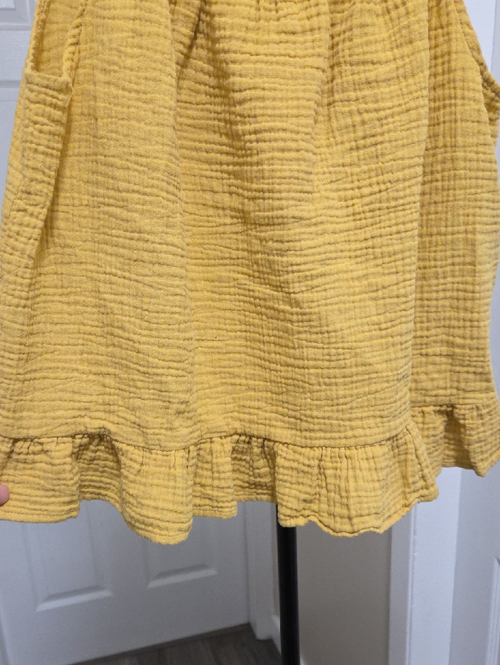 Cynthia Rowley Mustard Yellow Textured Ruffle Hem Tank Top Boho Cottagecore - Picture 6 of 8